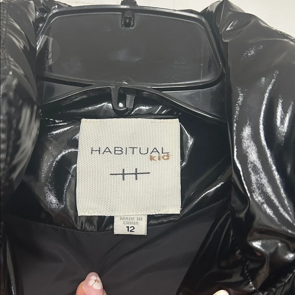Habitual Kids Black Patent Puffer Coat Size 12